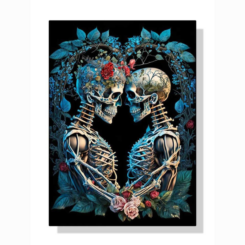Affiche Squelettes Romantiques Enlacés - Union Éternelle de l'Amour et de la Mort