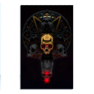 Model 3 Posters Artistiques Crâne Doré - Collection Luxe et Mystère