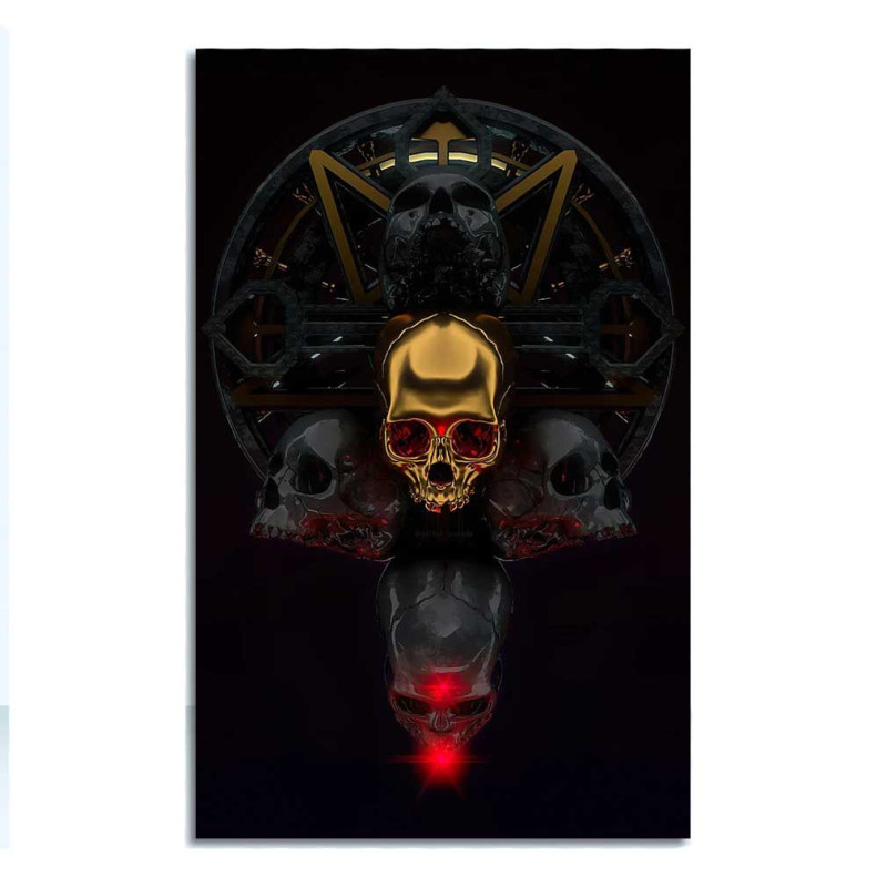 Model 3 Posters Artistiques Crâne Doré - Collection Luxe et Mystère