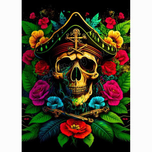 Model 1 Collection de Posters Crânes Floral Cranium - Art Floral et Doré