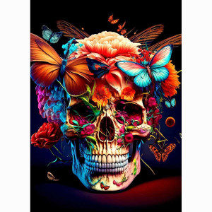 Model 2 Collection de Posters Crânes Floral Cranium - Art Floral et Doré