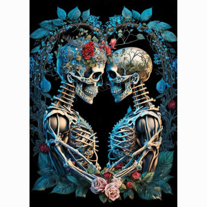Model 3 Collection de Posters Crânes Floral Cranium - Art Floral et Doré