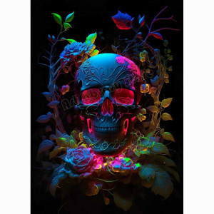 Model 14 Collection de Posters Crânes Floral Cranium - Art Floral et Doré