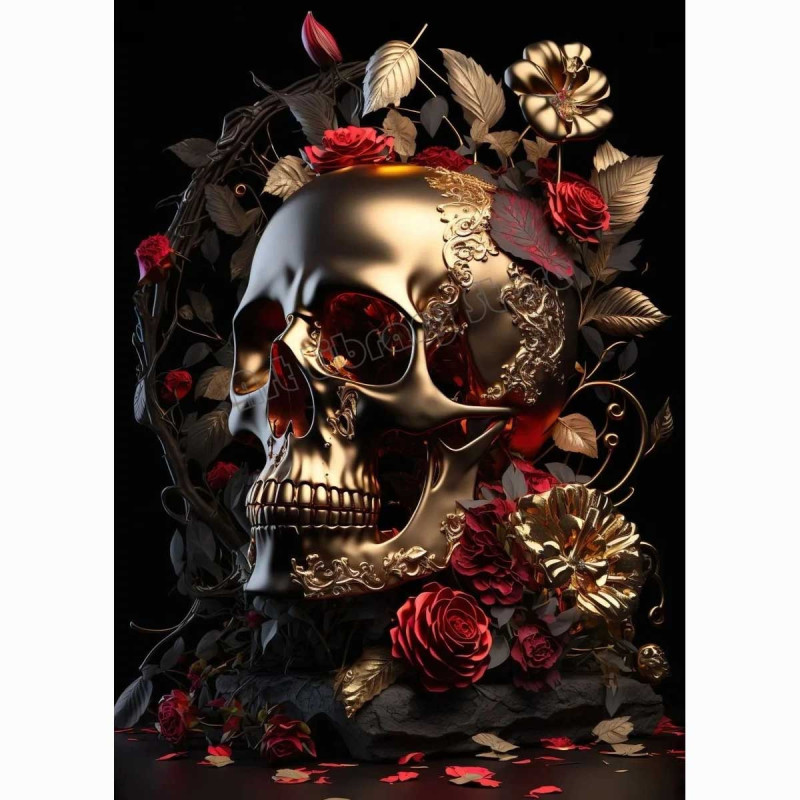 Model 15 Collection de Posters Crânes Floral Cranium - Art Floral et Doré