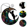 Détails de la Décoration de fenêtre en Acrylique Chat Noir et Croissant de Lune