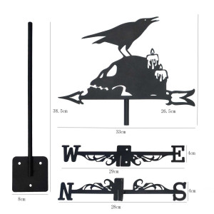 Dimensions de la Décoration de jardin Gothique Crane et Corbeau Hurlant