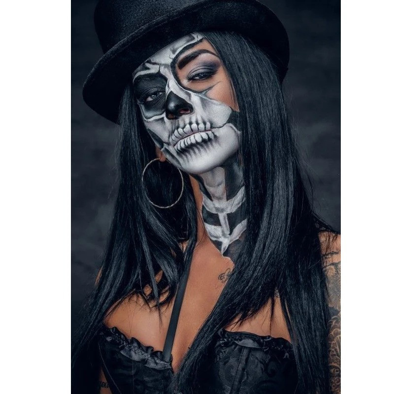Tableau Tête de Mort Femme Glamour Gothique