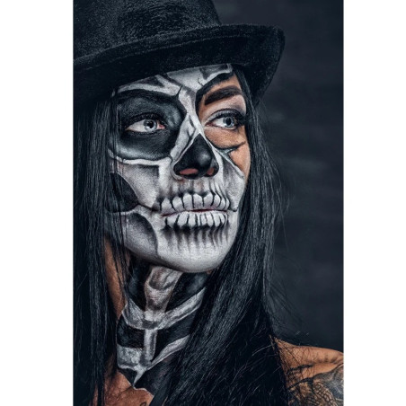 Tableau Tête de Mort Femme Look Gothique Intense
