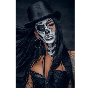 Tableau Tête de Mort Femme au Maquillage Skull - Esprit Gothique en Mouvement