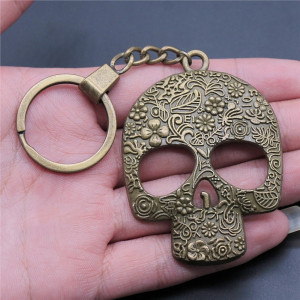 Porte-clés Tête de Mort Floral Antique