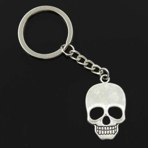 Argent Porte-clés Tête de Mort Métal Skull Plat