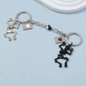 Détails du Porte-clés Floral Crâne Strass Argenté 'Éclat Mystique' Pour Amoureux !