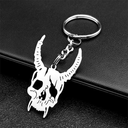 Porte-clés Crâne Ornée 'Décor Fleur de Mort' couleur Argent