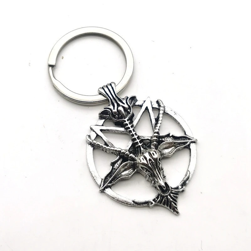 Porte-clés Gothique pentagramme Baphomet couleur Argent