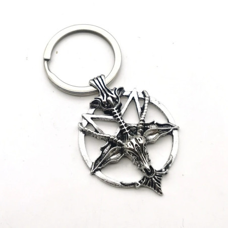 Porte-clés Gothique pentagramme Baphomet couleur Argent