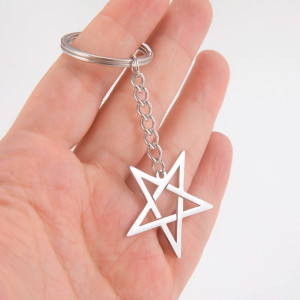 Détails du Porte-clés Gothique pentagramme inversé couleur Argent
