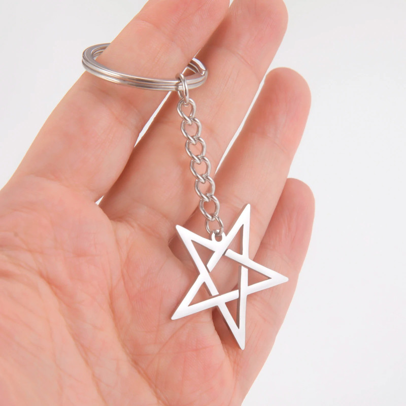 Détails du Porte-clés Gothique pentagramme inversé couleur Argent