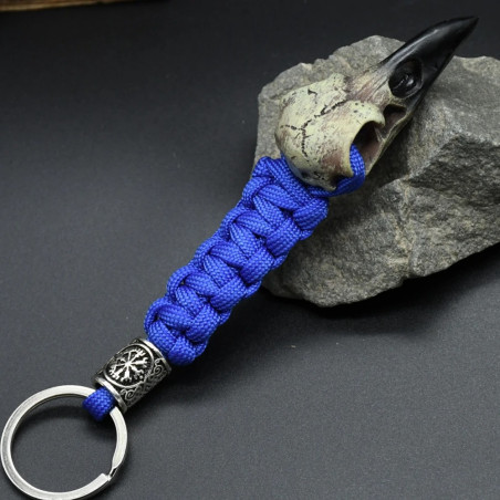 Porte-clés Crâne de Corbeau Viking Couleur Bleu