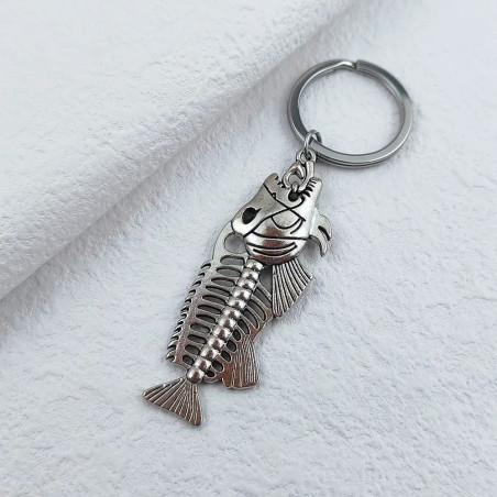 Porte-clés Tête de Mort Gothique Squelette de Poisson modèle 2