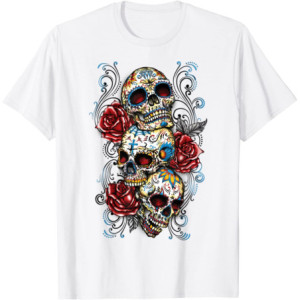 T-Shirt Tête de Mort 'Nuit des Âmes' de couleur blanc