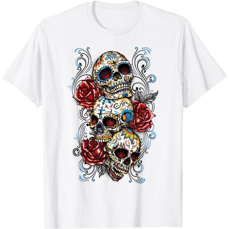 T-Shirt Tête de Mort 'Nuit des Âmes' de couleur blanc