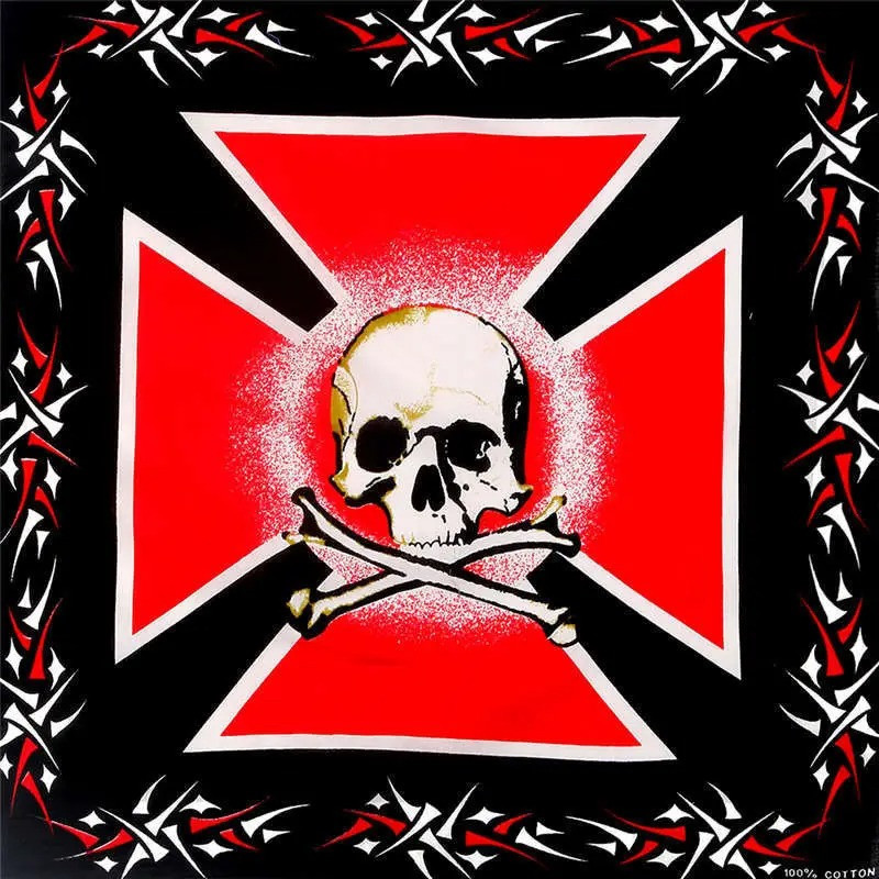 Bandana Tête de Mort Croix de Fer Rouge Rébellion