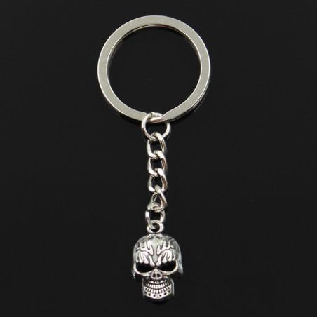Porte-clés breloque petit crâne motard - couleur argent