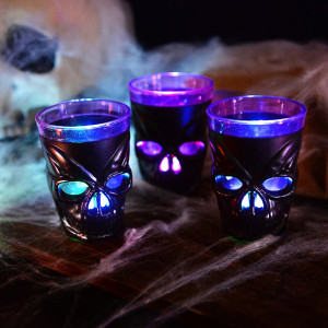 Verre Tête de Mort Lumineux - lot de 3 pièces !