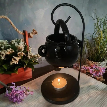 Magnifique Pot en fomre chaudron de sorcière Brûleur d'huiles essentielles