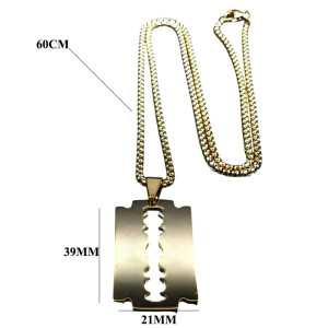 Dimensions Pendentif Punk Rock Lames de Rasoir Acier Inoxydable couleur or