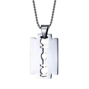 Avant Pendentif Punk Rock Lames de Rasoir Acier Inoxydable  - Dog Tag Style !