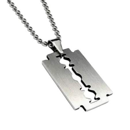 Pendentif Punk Rock Lames de Rasoir Acier Inoxydable  - Dog Tag Style !
