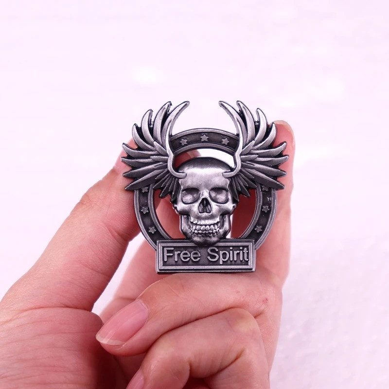 Pins Tête de Mort Biker "Esprit Libre"