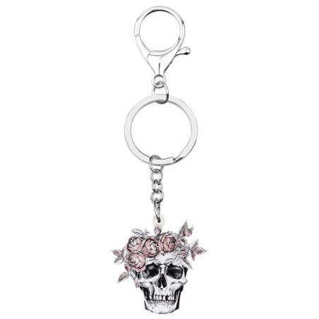 Porte-clés pendentif Santa Muerte en acrylique vue complète
