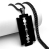 Pendentif Punk Rock Lames de Rasoir Acier Inoxydable couleur noir