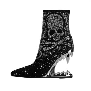 Bottines Tête de Mort Skull Pirate et Crâne Hurlant Couleur Argent