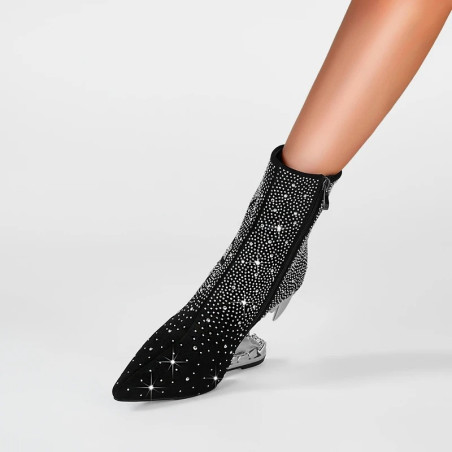 Vue de côté des Bottines Tête de Mort Skull Pirate et Crâne Hurlant Couleur Argent
