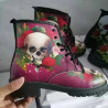 Vue de côté Bottines Tête de Mort Crâne et Roses