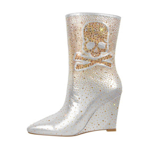Bottines Tête de Mort Pirates et Strass Couleur Blanc