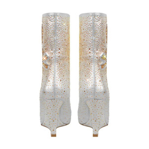 Vue Arrière Bottines Tête de Mort Pirates et Strass Couleur Blanc