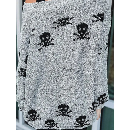 Détails arrière du Pull Tête de Mort Esprit Rebelle pour Femme