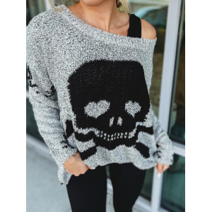 Détails du Pull Tête de Mort Esprit Rebelle pour Femme