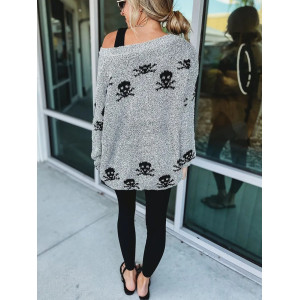Vue arrière du Pull Tête de Mort Esprit Rebelle pour Femme