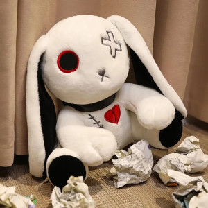 Peluche Lapin Gothique Dark BuPeluche Lapin Gothique Dark Bunny de couleur blancnny couleur blanc