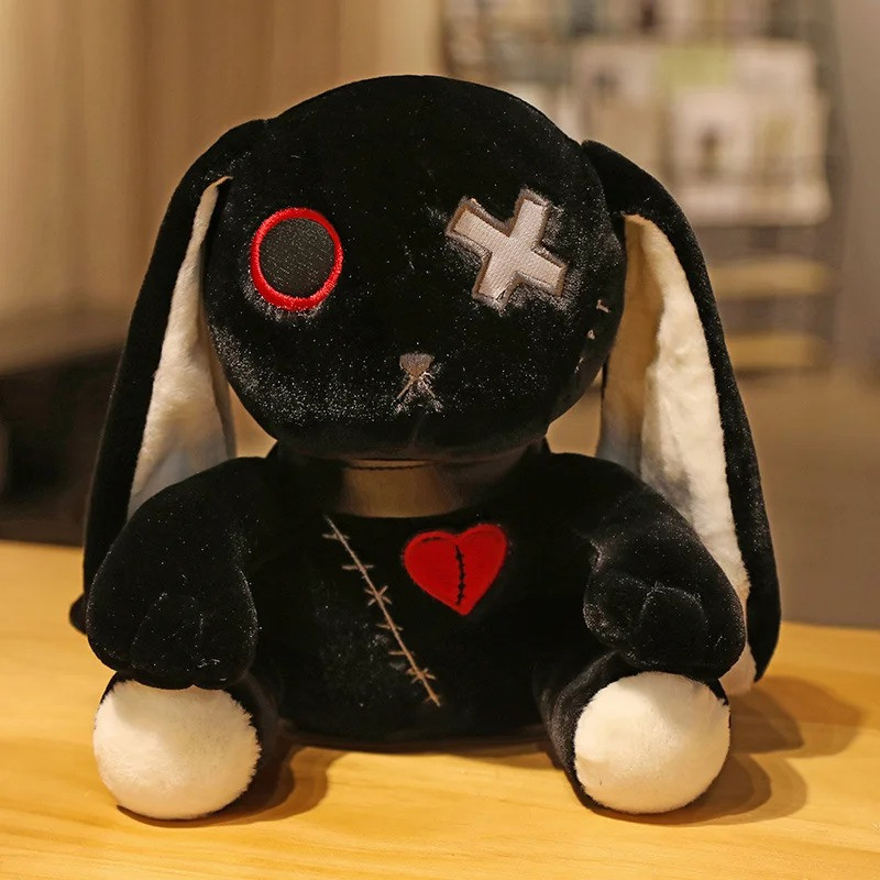 Peluche Lapin Gothique Dark Bunny de couleur noir