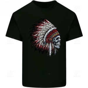 T-shirt Tête de Mort Crâne Tête de Chef indien