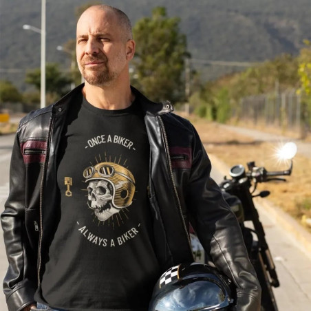 T-Shirt Tête de Mort Biker Once a Biker Always a Biker