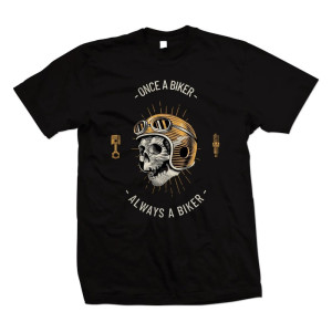 T-Shirt Tête de Mort Biker Once a Biker Always a Biker couleur noir