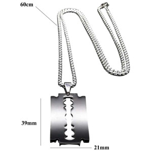 Dimensions Pendentif Punk Rock Lames de Rasoir Rythme du Coeur enAcier Inoxydable