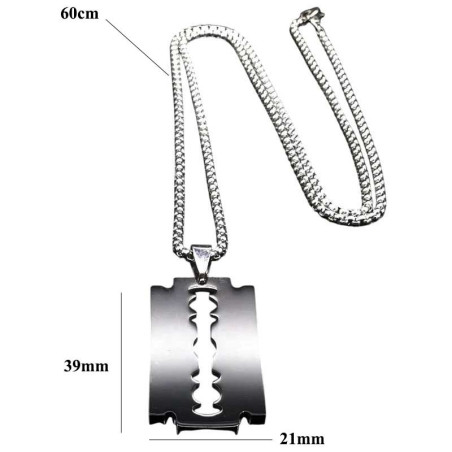 Dimensions Pendentif Punk Rock Lames de Rasoir Rythme du Coeur enAcier Inoxydable